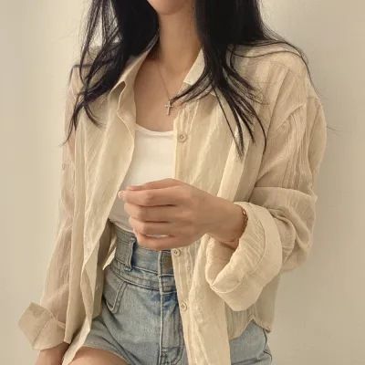 chic Shirt Women's Summer French Style Top High-Grade Cardigan Blouse Shirt Casual Korean Style Women's Clothing Niche