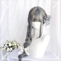 Wig Full Head White Natural Slight Long Curly Big Wave Air Bang Grandma Grey Soft Girl Fake Hair.