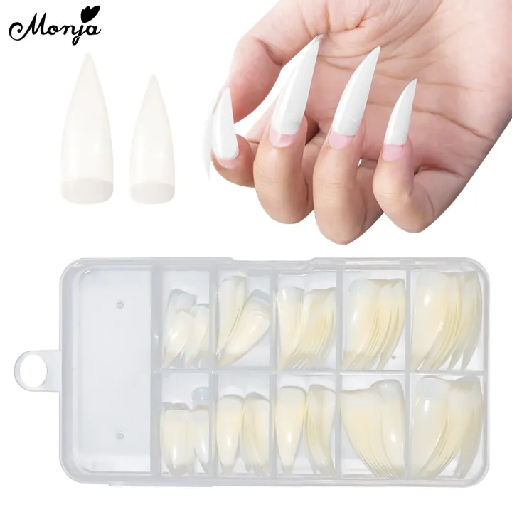 Monja%20100pcs%20Claw%20Curved%20False%20Nail%20Tips%20Clear%20Nature%20Half%20Cover%20Eagle%20Claw%20Shape%20Fake%20Nails%20Extension%20DIY%20Manicure%20Cosplay%20Tool%20-%20Image%207