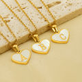 Cross-border 26 English letters love inlaid shell necklace female European and American temperament versatile stainless steel letter pendant.