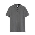 Xinjiang long-staple cotton 250g heavy dark green short-sleeved polo shirt for summer loose khaki lapel men's t-shirt. 