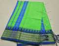 White and Blue Half Silk Saree for Women - Eye-Catching Design, Perfect for Special Occasions. 