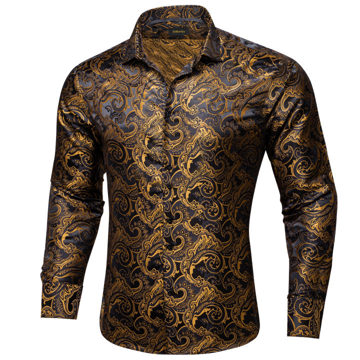 Luxury%20Men%20Dress%20Shirt%20Formal%20Prom%20Tuxedo%20Long%20Sleeve%20Silk%20Polyester%20Golden%20Color%20Paisley%20Black%20Shirts%20Blouse%20Men%20Clothing%20-%20Image%202