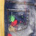 Men's Graffiti Jeans Fashion Spray Paint Ripped Hole Personality Hip-hop Streetwear Male Clothing Slim Youth Denim Trousers. 