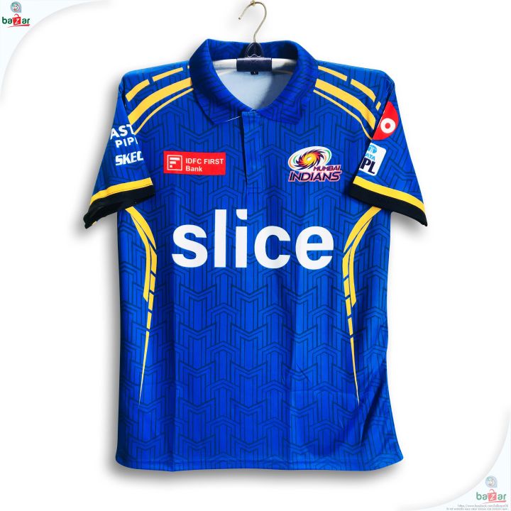 Mumbai Indians Premium Short Sleeve Polo IPL Cricket Jersey For Men MI  Half Sleeve IPL Jersey Mumbai Jersey 2025