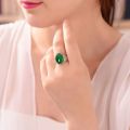 Women Ring Adjustable Green Agate Rings for Men. 
