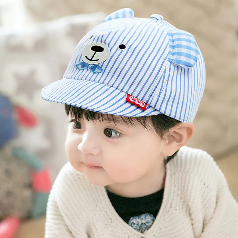 Baby Boy Baseball Cap Wiht Ears Cartoon Striped Bear Baby Hat Summer Autumn Toddler Kids Sun Hats For Baby Girls Boys Daraz .bd