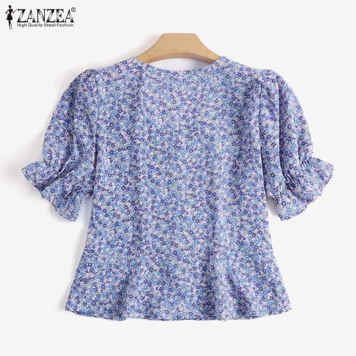 ZANZEA%20Korean%20Style%20Women%20Holiday%20Floral%20Printed%20Shirt%20Romantic%20Puff%20Sleeve%20Crop%20Blouse%20Tops%20-%20Image%207