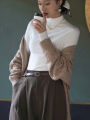 Micron Velvet Half Turtleneck Bottoming Shirt Women's Autumn and Winter Inner Wear Dralon plus Velvet Mid Collar Slim Long Sleeve Top.