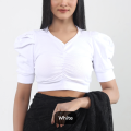 [ Sathi house ]Cotton Half Body short Sleeve Crop Tops Blouse for Women. 
