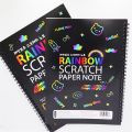 Rainbow scratch note book color changing magic note books black A4. 