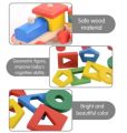 Wooden Set Column Three Car CHILDREEN Early Educational Geometric Matching Shape Building Vehicle Block Wooden Toy. 