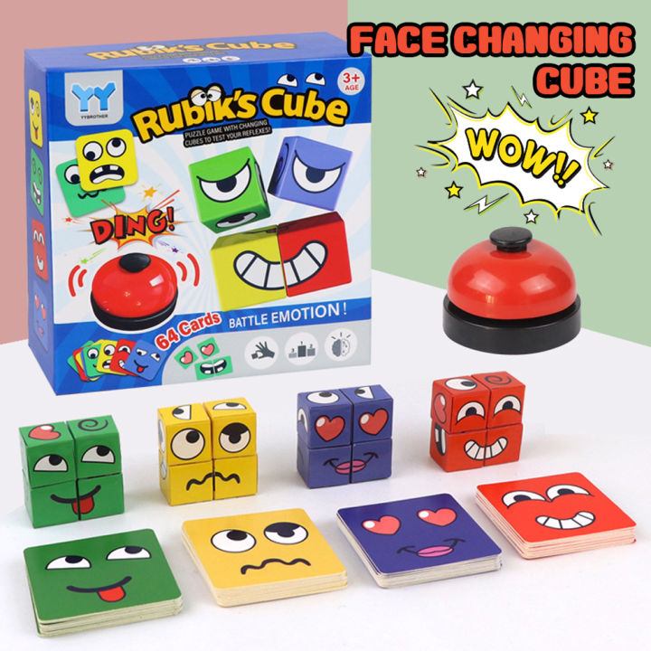 SF Kids Face Change Expression Puzzle Building Blocks Board Game Montessori Cube Table Game Toy Early Educational Toys For Children Toys Gift