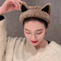 Cute cat ears tie hair band women's face mask headband simple and versatile headpiece plush headband 2023 bandana. 