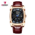 Men Watches Top Brand Luxury CHENXI Tonneau Quartz Watch Men's Leather Waterproof 30M Watches Business Fashion Date Male Clock.