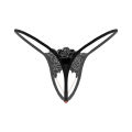 Mens Lingerie Crotchless T-back Underwear Rhinestone Metal Chain Pendant Embroidered Thongs Low Waist Sissy Briefs Underpants. 