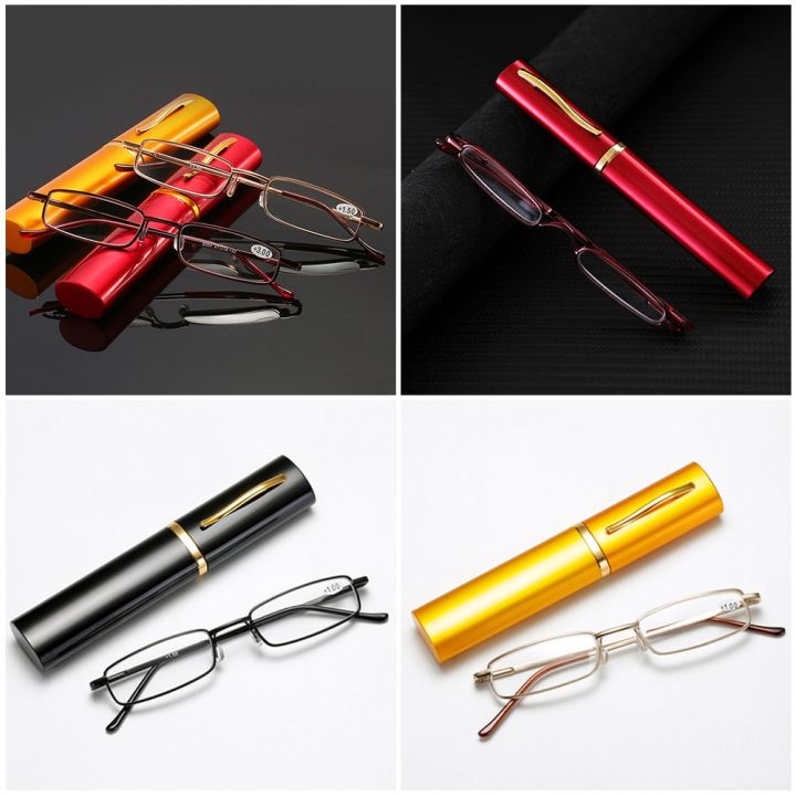 Fold Reading Glasses Metal Frame Ultra-light Men Women Reading Glasses Portable Mini Reading Presbyopia Eyeglasses With Box