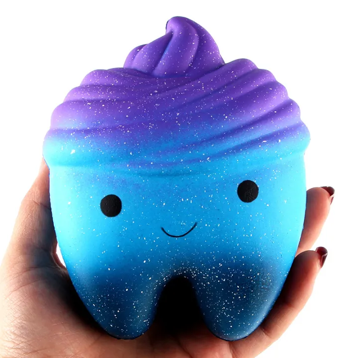 【Broad Sunlight shop】big Cartoon galaxy Tooth Cake PU Squishy antistress Toys Jumbo teeth Slow fun Kids adults Squeeze