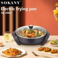 1pc Sokany Electric Skillet/boiling Pan Sk-2004, 1500w High Power, Quick Boiling, Strong Firepower, Easy Operations, Easy To Clean, Multifunctional, Transparent Cover, Non-stick Pan Design, Heat-resistant Handle.