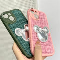Jizetin for OPPO F19 Pro / A94 / Reno5 F Back Cover Shiny Bowknot Makeup Mirror Fabric Texture Back For Girls Soft Silicone Edge Phone Case.