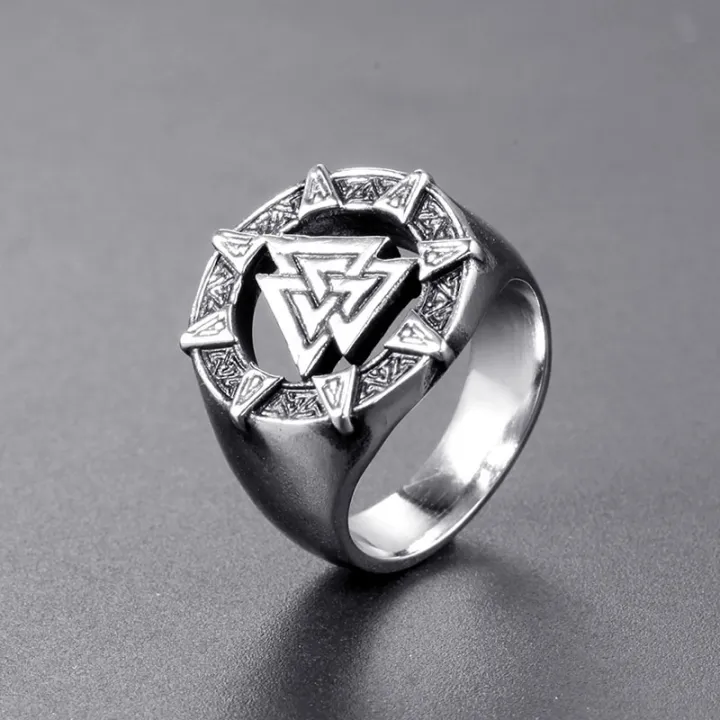 Norse%20Mythology%20Viking%20Triangle%20Logo%20Ring%20Titanium%20Steel%20Ring%20Badge%20Symbol%20Men's%20Ring%20-%20Image%202