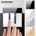 KAMANNI Luxury Light Switch LED Indicator Crystal Tempered Glass Piano Key Model design White Push Botton Wall Switches 220V New. 