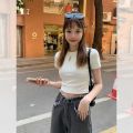European and American Short Sleeve T Women's Summer T-shirt 2023 New Hot Girl Korean Style Slim Fit Short Exposed Navel ins Red Coat Tide. 