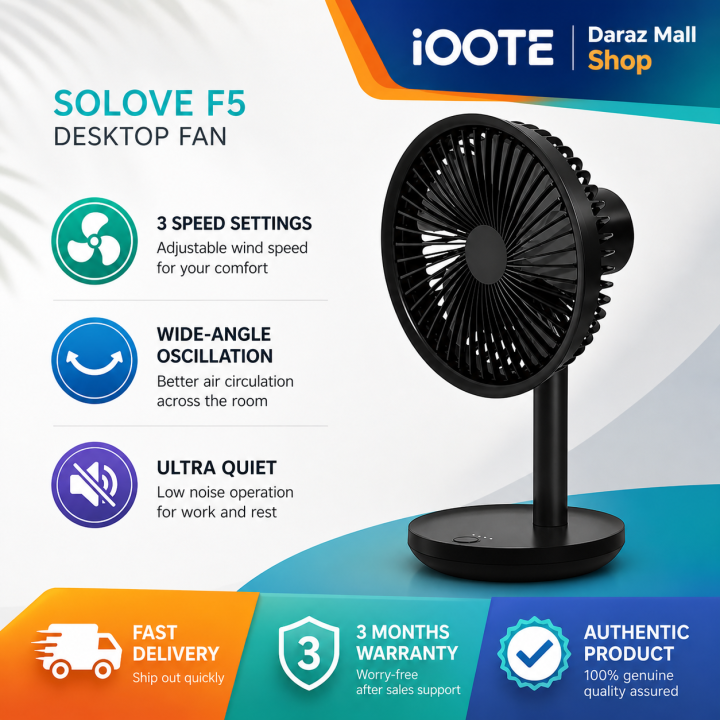 Xiaomi%20SOLOVE%20F5%20Rechargeable%20Desktop%20Fan%204000mAh%20USB%20Portable%20Table%20Fan%20Silent%20Cooling%20Fan%203%20Months%20Warranty%20-%20Image%202