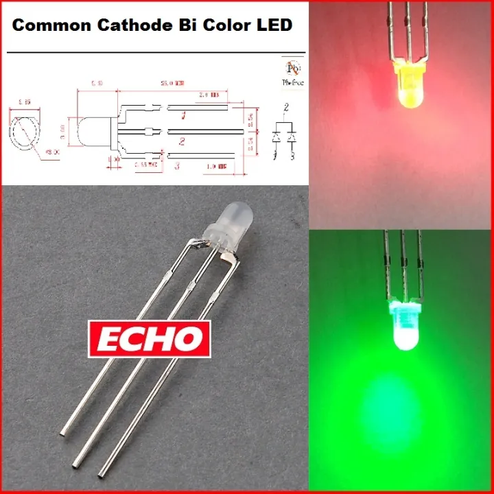 10pcs%20-%203mm%20LED%20Bi%20Color%20Common%20Cathode%203%20Pin%20Green%20/%20Orange%20For%20LED%20TV%20Power%20indicator%20-%20Image%202
