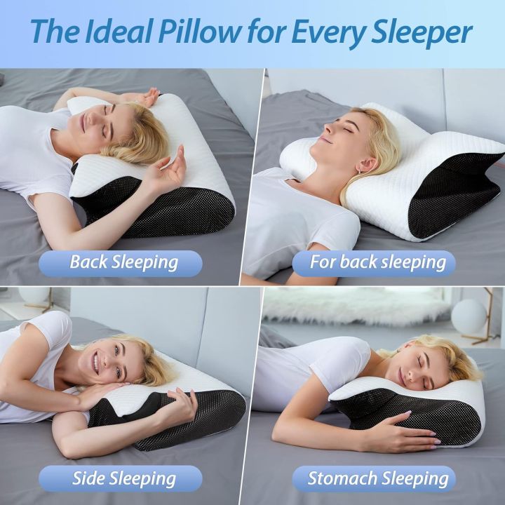 HOMCA%20Memory%20Foam%20Cervical%20Pillow,%202%20in%201%20Ergonomic%20Contour%20Orthopedic%20Pillow%20for%20Neck%20Pain,%20Contoured%20Support%20Pillows%20for%20Side%20Back%20Stomach%20Sleepers%20-%20Image%202