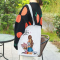 Women Tote Bag Solid Structure Foldable People Print Lady Shoulder Pouch.