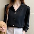 Long Sleeve Black White Blouse Tops Blouse Women Blusas Mujer De Moda 2023 V-neck Chiffon Blouse Shirt Blouses Femme Blusas E447.