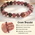 Natural Healing Stone Bracelet Elastic Bangle Beads Natural Healing Stone Bracelet Elastic Gift Gold Crown Butterfly Pendant.