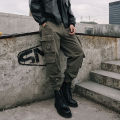 HOUZHOU Black Cargo Pants for Men Casual Korean Style Cotton Men's Cargo Trousers Male Green Pants Techwear Streetwear Hop. 