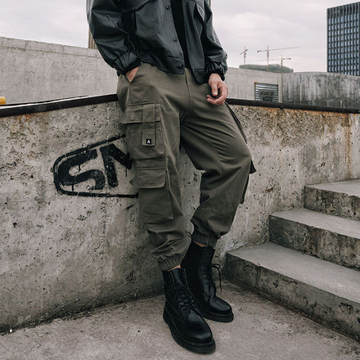HOUZHOU%20Black%20Cargo%20Pants%20for%20Men%20Casual%20Korean%20Style%20Cotton%20Men's%20Cargo%20Trousers%20Male%20Green%20Pants%20Techwear%20Streetwear%20Hop%20-%20Image%202