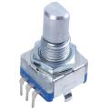 Solid 20-point shaft Detents encoder and 360 degree rotary with push button Blue + Silver.