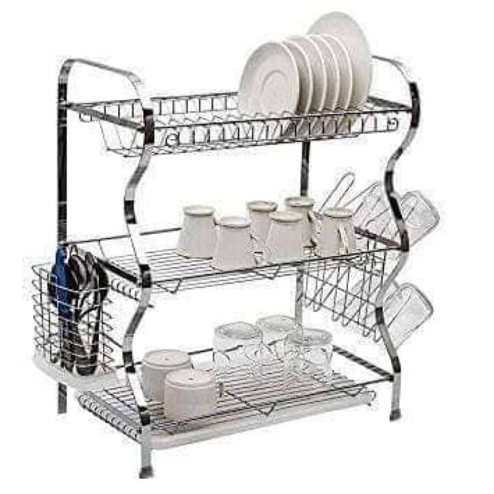 Dish Drying Rack 3-Tier Chrome Plating Dish Rack Stainless Steel