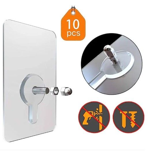 Hook Non-Marking Screw 10Pcs Punch-Free Wall Stickers Home Seamless Nail With Nut And Nut Cap- 10 pics