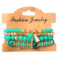 Fashion Hippie Jewelry Multilayered Colorful 4 Sets Bohemian Stackable Crystal Beaded Bracelets Beads Stretch Bracelet For Women.