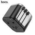 Hoco Universal Travel Plug Adapter AC5 Dual Port Rotating Charging -Black. 
