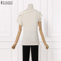 ZANZEA Women's Summer Holiday Casual Shirt Blouse Fitting Off Shoulder Irregular Tops #11.