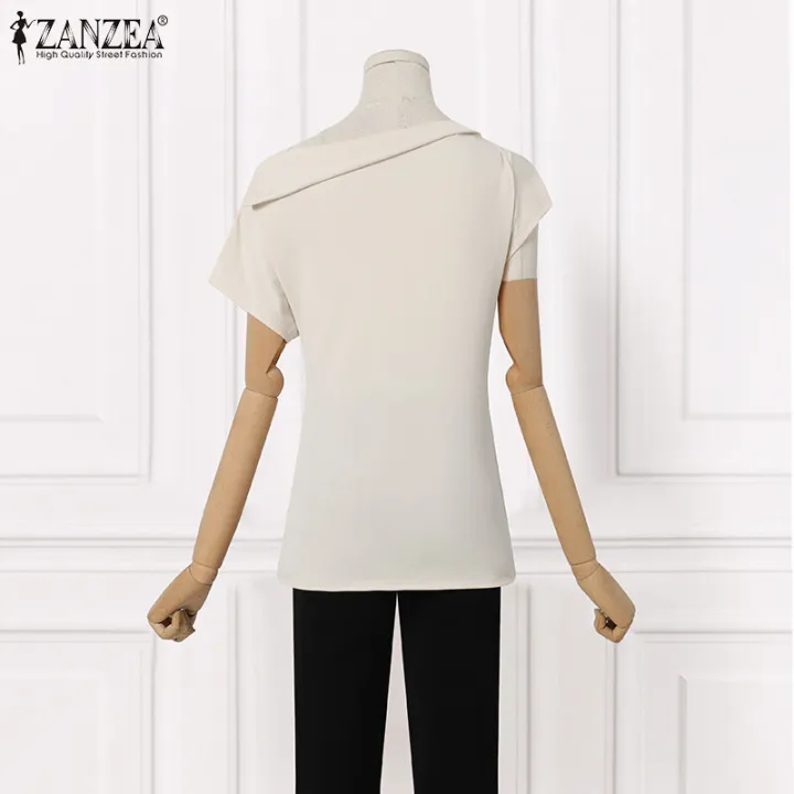 ZANZEA%20Women's%20Summer%20Holiday%20Casual%20Shirt%20Blouse%20Fitting%20Off%20Shoulder%20Irregular%20Tops%20#11%20-%20Image%207