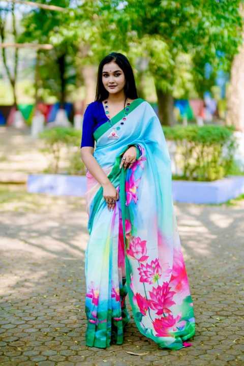 Screen Print Half Silk Saree/ shari/ sharee for women