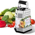Kitchen Box Grater, Stainless Steel Cheese Grater-Stand Grater with 6 Sides Rubber Handle and Base for Parmesan Cheese, Ginger, Vegetables. 