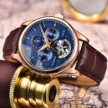 LIGE 6826 Plus Brand Classic Men Retro Watches Automatic Mechanical Watch Tourbillon Clock Leather Waterproof Wristwatch. 