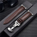 Leather Watch Straps for Apple Watch ultra 8 7 6 SE 5 4 3 Butterfly Buckle Watchband For Apple Watch series 38mm 40mm 41mm 42mm 44mm 45mm 49mm WatchBand for iwatch. 