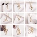 Women 26 Letters Necklace Tiny Swirl Initial Alphabet A-Z Word Cursive Chain Pendant. 