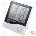 HTC2 H.T.C-2 Digital LCD Display With Temperature Humidity Meter Gauge Thermometers Hygrometer Temperature Sensor Indoor Outdoor 1.5M Length Cable Probe With Clock Wall Mount Meter(null).
