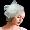 Women Fascinator Bow Hair Clip Headwear Lace Feather Mini Hat Wedding Party Accessory Race Fashion Handmade Lady.