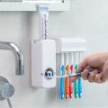 Toothpaste Dispenser with Toothbrush Holder.